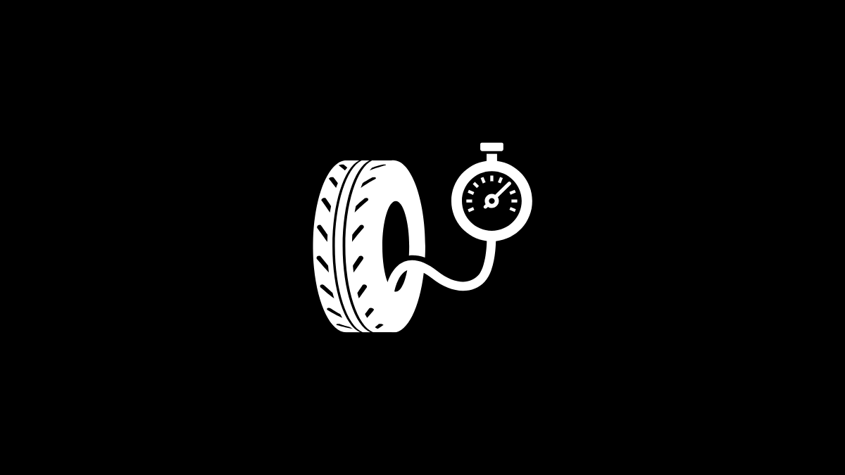 Ícono de TPMS mostrando un neumático conectado a un manómetro, representando el sistema de monitoreo de presión de neumáticos.