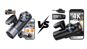 Comparación entre la dashcam Vantrue N4 y la Vantrue N5, mostrando sus cámaras, funciones y conectividad móvil